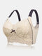 Women Lace Jacquard Contrast Bow Wireless Full Cup Cozy Lightly Lined Bra - Nude