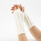 21CM Women Winter Knitting Jacquard Fingerless Long Sleeve Casual Warm Half Finger Gloves - White