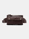 Genuine Leather Color Matching Waterproof Wear-resisting Belt Bag - Coffee