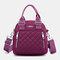 Women Nylon Diamond Crossbody Bag Backpack - Purple