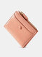 Women Faux Leather Fashion Multi-Slots Multifunction Short Wallet Purse - Pink