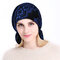 Lace Printing Chemotherapy Cap Knitting Cutout Hats - Blue
