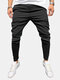 Mens Fashion Stripe Lightweight Breathable Zipper Casual Pants - Black