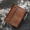 RFID Men And Women Genuine Leather Short Wallet 6 Card Slot Multi-function Vintage Coin Purse - Brown
