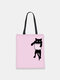 Women Cat Pattern Pringting Handbag Shoulder Bag Tote - Pink