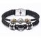 Vintage 12 Constellation Bracelet Woven Leather Bracelet Multilayer Stainless Steel Bracelet - 03