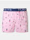 Striped Cotton Loose Letter Print Mid Waist Underpants Boxer Shorts For Men - Pink