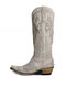 Large Size Women Casual Printed Rivet Decor Comfy Casual Retro Mid-Calf Cowboy Boots - White