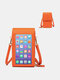 Women Faux Leather Fashion Multifunction Solid Color Crossbody Bag Phone Bag - Orange