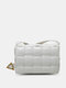 Women Faux Leather Fashion Lattice Pattern Solid Color Crossbody Bag Shoulder Bag - White