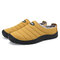 Men Plush Lining Waterproof Cloth Slip On Soft Sole Casual Slippers - Yellow