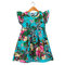 Summer Floral Girls Dress Toddler Kids Sleeveless Casual Cotton Clothes For 2Y-11Y - Green