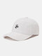 Unisex Cotton Letter Embroidery Broken Hole Fashion Sunshade Baseball Cap - White