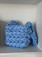 Women Dacron Brief Solid Color Weave Crossbody Bag Shoulder Bag - Blue