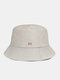 Unisex Cotton M Badge Outdoor Casual Sun Hat Bucket Hat - Beige