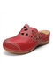 LOSTISY Pantofole a punta chiusa tinta unita svasate Sandali con zeppa comodi e leggeri casual - Rosso