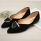 Women Suede Delicate Comfy Lady Pointed Toe Loafers - Black