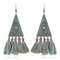 Bohemian Tassel Drop Earrings Triangle Pattern Earrings Ethnic Turquoise Women Earrings - Green