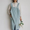 Increase Literary Fresh Japanese And Korean Apron Home Service Overalls Flower Shop Coffee Shop Work Clothes - Blue2