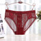 4XL Plus Size Sexy See Through Lace butt Lifter Low Rise Panties - Wine Red