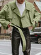 Zweireihiges Crop-Jacke für Herren mit festem Revers - Grün