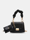 Women Faux Leather Fashion Multi-Carry Alligator Solid Color Handbag Crossbody Bag - Black