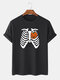 Mens 100% Cotton Halloween Funny Pumpkin Printed Short Sleeve T-Shirts - Black