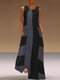 Plaid Print Sleeveless O-neck Plus Size Dress for Women - Black