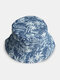 Unisex Cotton Double-sided Wearable Overlay Coconut Tree Pattern Outdoor Sunshade Bucket Hat - #01