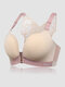 Women Back Butterfly Embroidered Front Closure Buckle Designed Soft Gather Bras - Nude