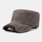 Men's Solid Color Letter Print Flat Hat Military Hat - Gray