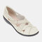 Large Size Hook Loop Hollow Out Slip On Casual Flat Shoes - White