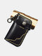 Menico الرجال جلد طبيعي خمر حقيبة مفاتيح محمولة متعددة الوظائف الداخلية مفتاح سلسلة حامل المحفظة - أسود