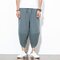 Mens Casual Cotton Harem Pants Solid Color Baggy Loose Fit Wide Legs Trousers - Gray