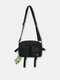 Men Nylon Casual Multi-Compartments Solid Color Crossbody Bag Shoulder Bag - Black