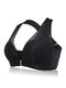 Plus Size Wireless Front Closure Widen Criss Cross Straps Support Back Lace Bras - Black