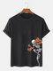 Halloween-Kurzarm-T-Shirts mit Skelett-Kürbis-Aufdruck für Herren - Schwarz