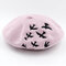 Winter Wool Warm Embroidered Swallows Pattern Beret Hats For Women Casual Travel Knitted Painter Cap - Pink
