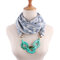 Bohemian Printed Slub Cotton Multi-layer Necklace Handmade Beaded Chain Women Scarf Shawl Necklace - Light Blue