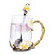 Цветочная эмаль, стеклянная чашка, кофейная кружка, изысканный подарок, бабочка, Шаблон, стеклянная кружка, Чай, с ложкой  - #2