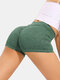 Women Breathable Quick-Drying Solid Seamless Skinny Fit High Waist Sports Biking Shorts - Green