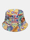 Unisex Cotton Sign Overlay Pattern Fashion Street Trend Sunshade Bucket Hat - Multi Color