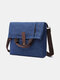Vintage Canvas Solid Foldable Crossbody Bag Shoulder Bag Handbag - Dark Blue