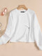 Sweat-shirt ample à manches longues et col rond avec décoration zippée unie - blanc