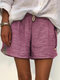 Striped Drawstring Split Shorts For Women - Purple