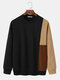 Mens Asymmetric Color Corduroy Round Neck Long Sleeve Sweatshirts - Black