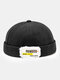 Unisex Polyester Cotton Solid Letters Pattern Raw-edge Label All-match Brimless Beanie Landlord Cap Skull Cap - Black