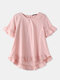 Solid Color Ruffle Sleeve Plus Size Casual Blouse - Pink