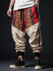 Pantalon à taille ample avec cordon de serrage pour hommes, imprimé ethnique, Patchwork, hiver - Abricot