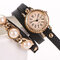 Trendy Pearl Bracelet Watch Three Layer Leather Watch Fashion Style Waterproof Quartz Watch - Black